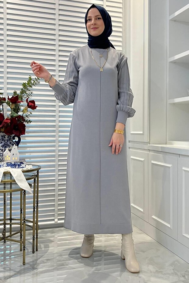 Ecem Gri Triko Elbise - 6