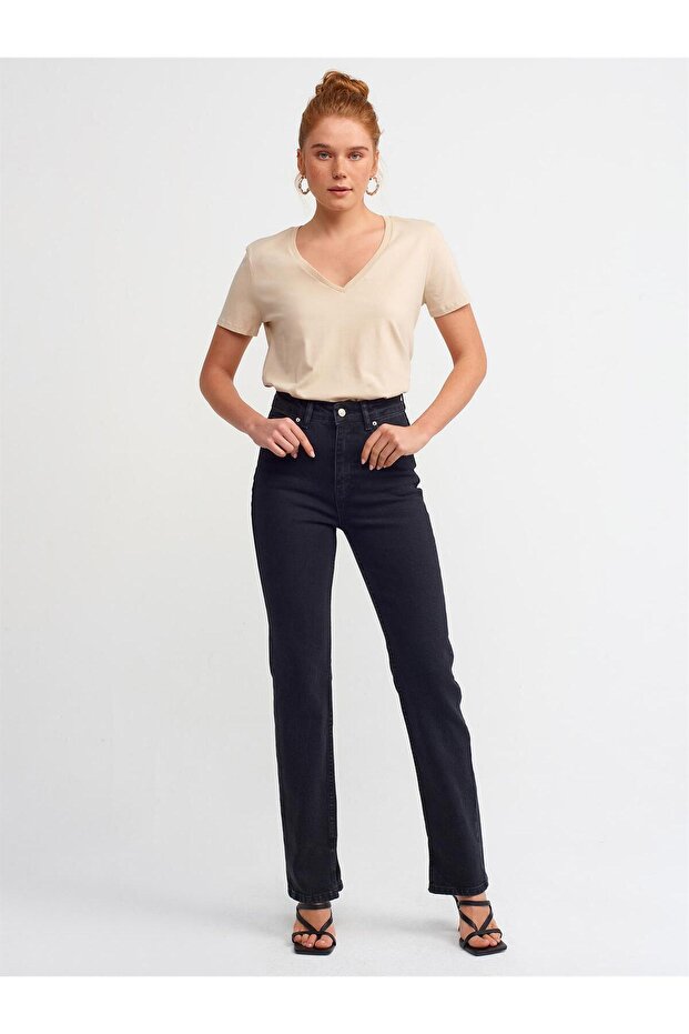 DİLVİN 3470 V Yaka Basic T-Shirt Açık Bej - 2