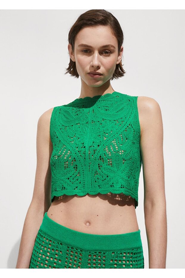 Kroşe çiçekli bluz - 1