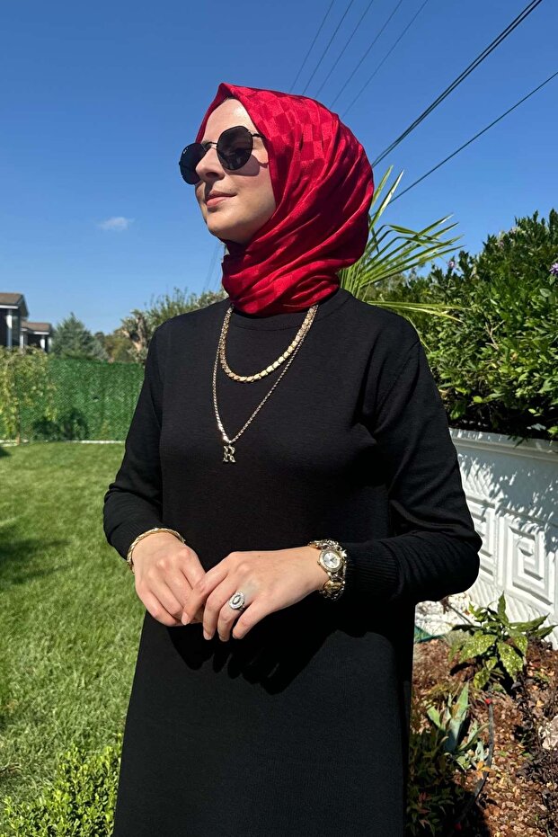 Rüya Siyah Triko Elbise - 4