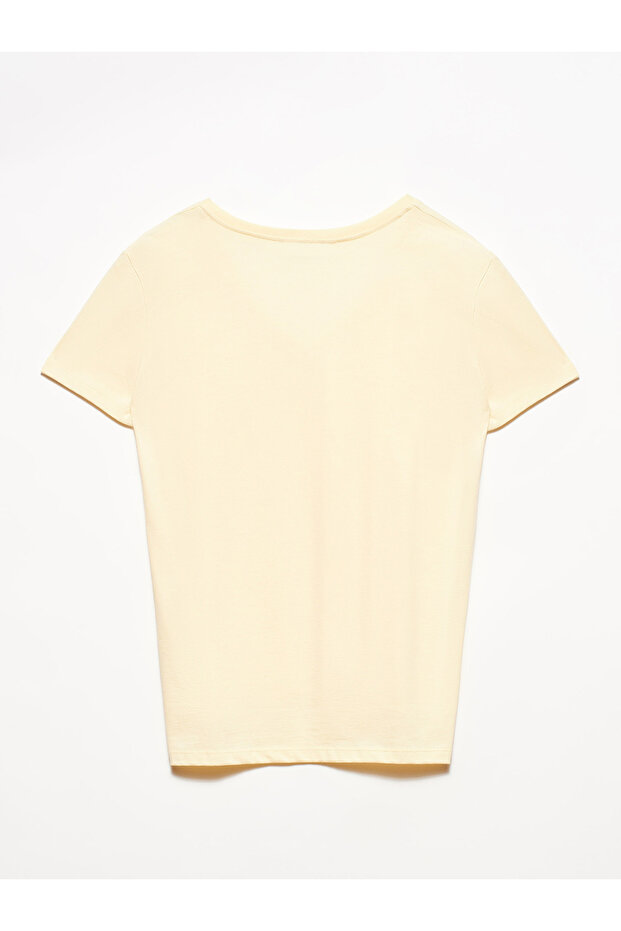3470 V Yaka Basic T-shirt-t.sarı - 3