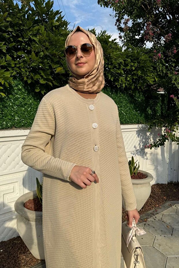 Sinem Çelik Örme Triko Hırka Taş - 5