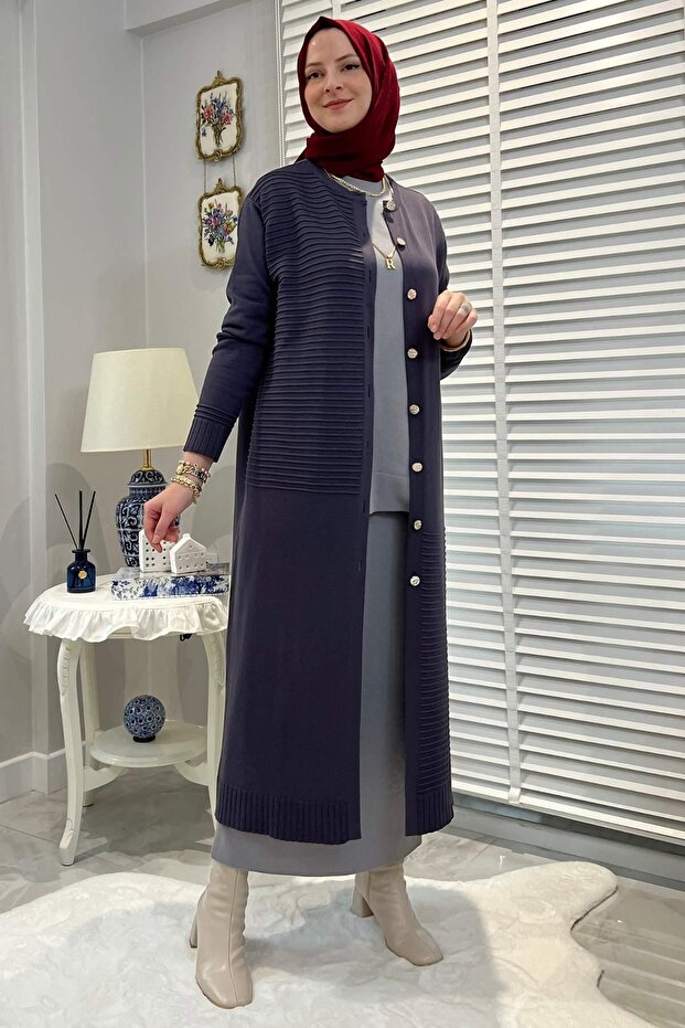 Manolya Antrasit Triko Hırka - 7