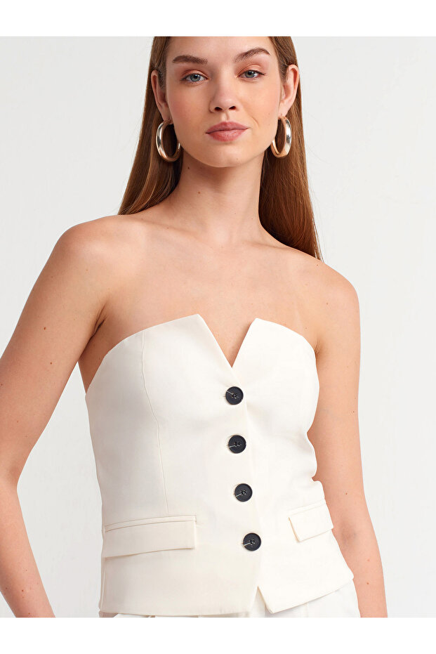 60544 بلوزة كلاسيكية بأزرار - أبيض - 1