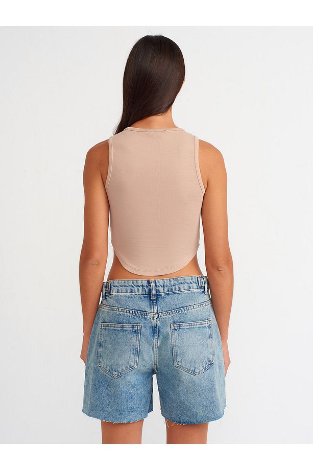 71678 Apoletli Denim Şort-tint - 2