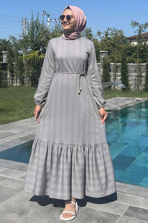 Seda Gri Elbise - 4