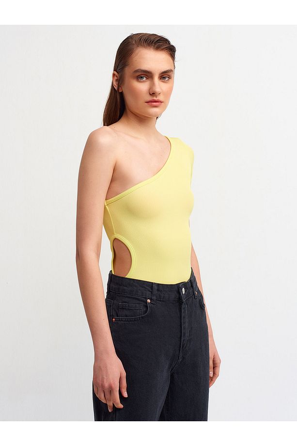 3749 Tek Kollu Bodysuıt-lime - 1