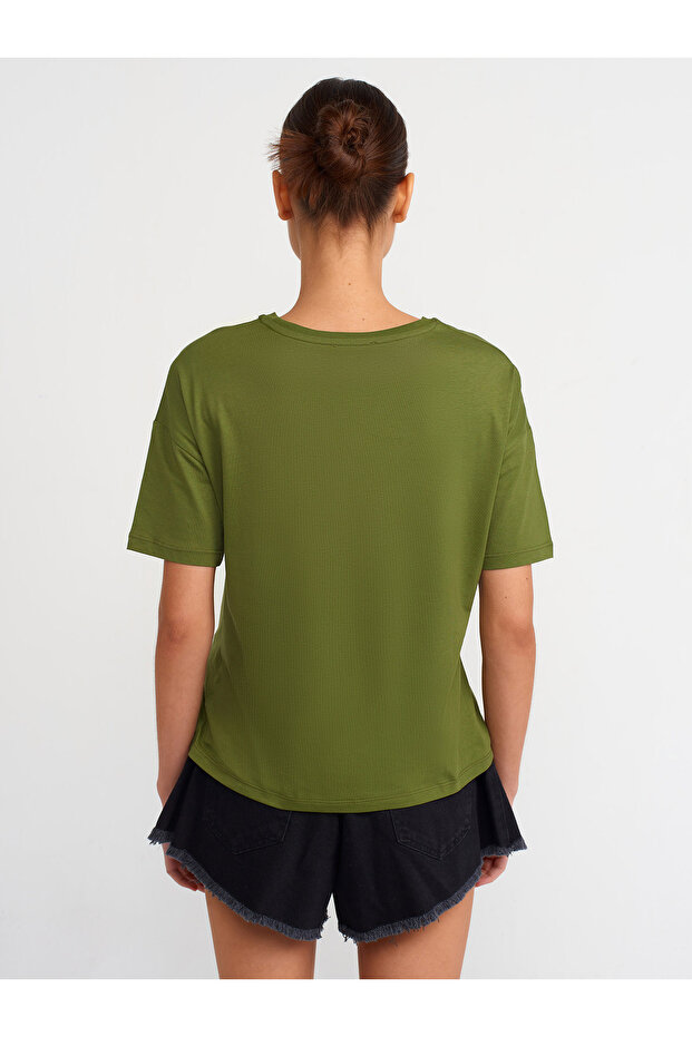 3683 Basic T-Shirt-Haki - 2