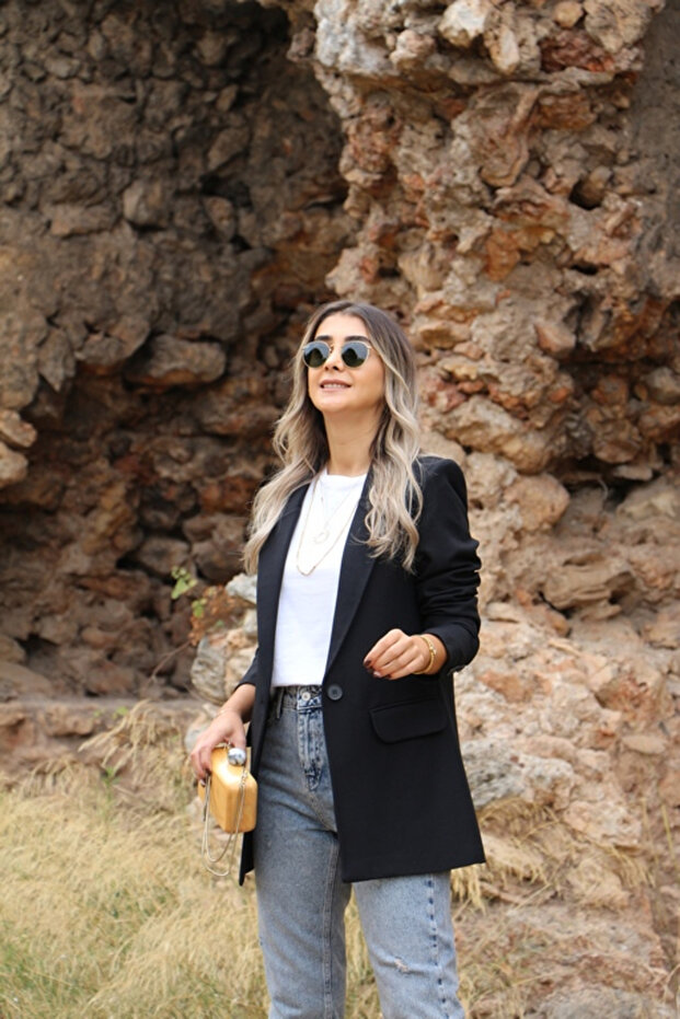 سترة تأثير الصوف الأسود - 3