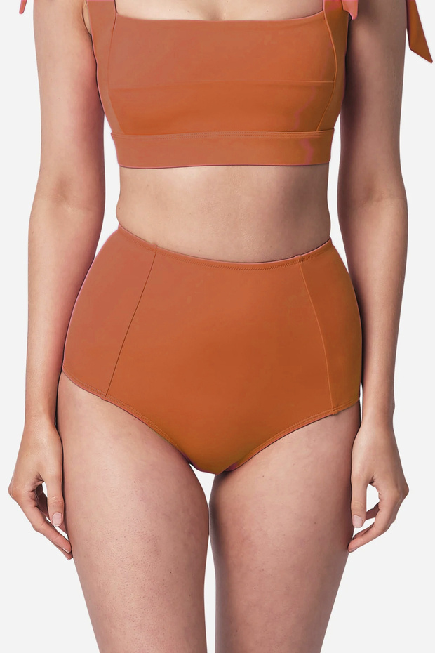 Mustard Recovery High Waist Bikini Bottom Lined Uv Protect