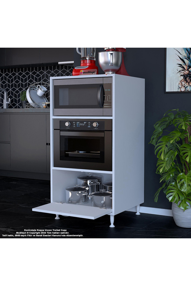 SİLVA 59,6 x 119,2 x 56 cm Tek Kapaklı Ankastre Fırın ve Mutfak Dolabı - 1