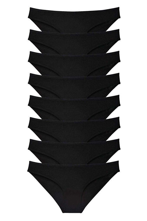 8 Pieces Super Eco Set Lycra Women's Slip Panties Black