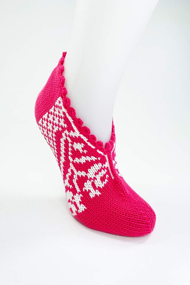 2 Çift El Örgüsü Kışlık Şık Kadın Yün Patik Set 12 - 4