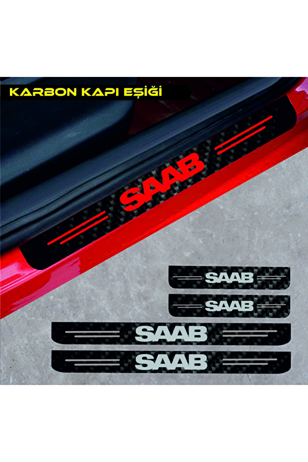 For Saab 9-3 Special New Compatible Accessory Auto Door Sill Special New Sticker Carbon 4 Pieces
