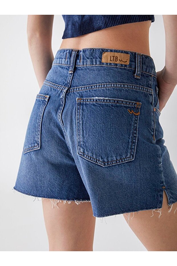 Deana Yüksek Bel Jean Şort - 5