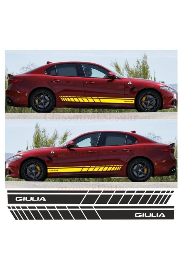 Domestic Production Auto Side Strip for Alfa Romeo Giulia A+Quality Yellow Length 175 cm Durable