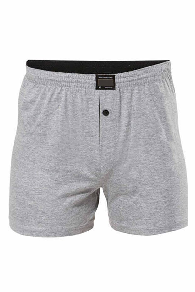 Buttoned Cotton Men's Combed Cotton Boxers Gray - 1146A