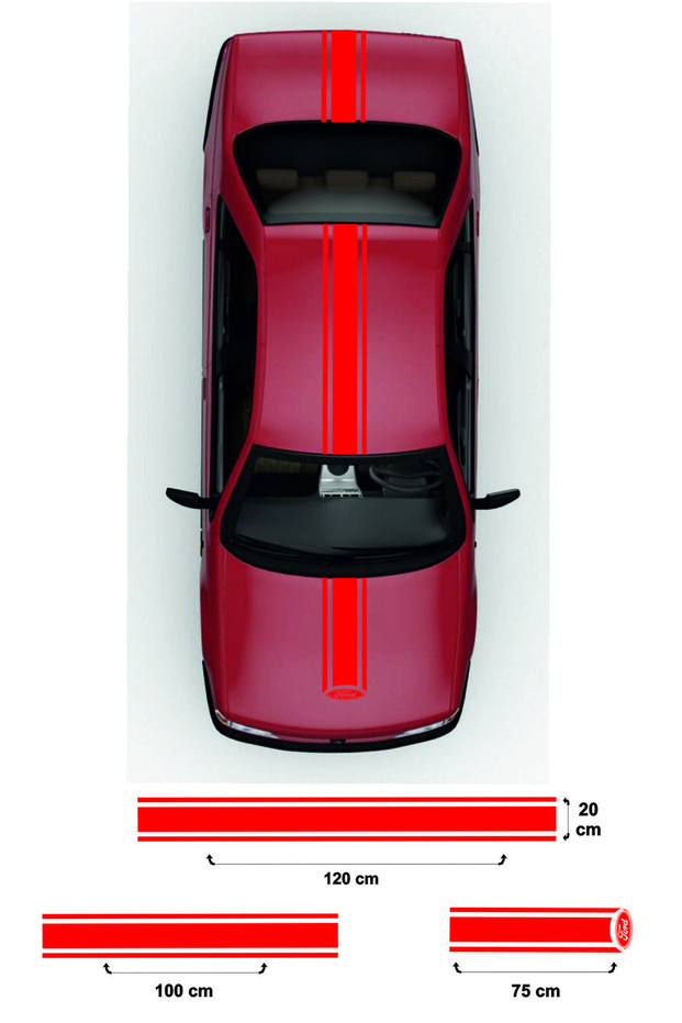 Auto Hood-Ceiling-Trunk Double Strip Domestic Production Red 20*120-20*100-75*20 cm Durable