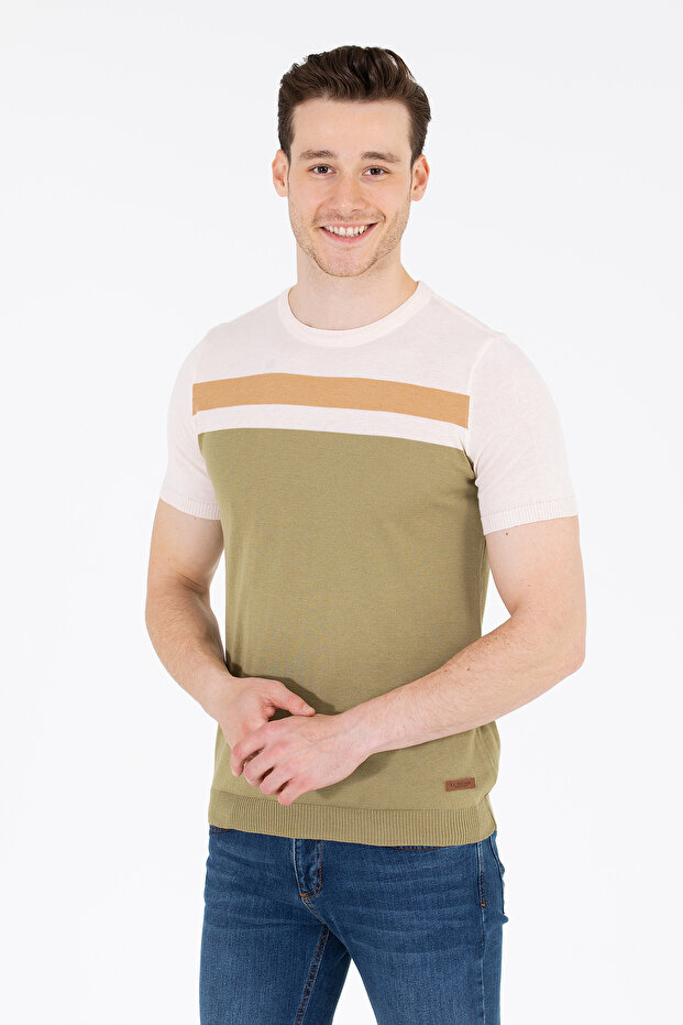 Men's Khaki Crew Neck Knitwear Sweater 50264624 -Vr027