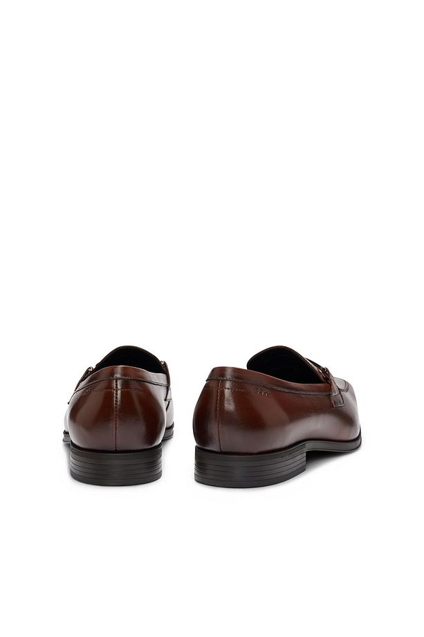 Markalı donanımlı deri slip-on mokasen ayakkabı - 3