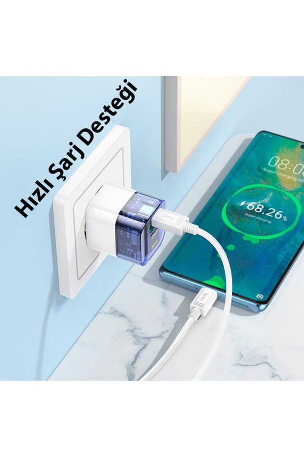 C131a Platinum Pd30w Qc3.0 Girişli Hızlı Şarj Başlığı Ve Type-c To Type-c Kablo - 6