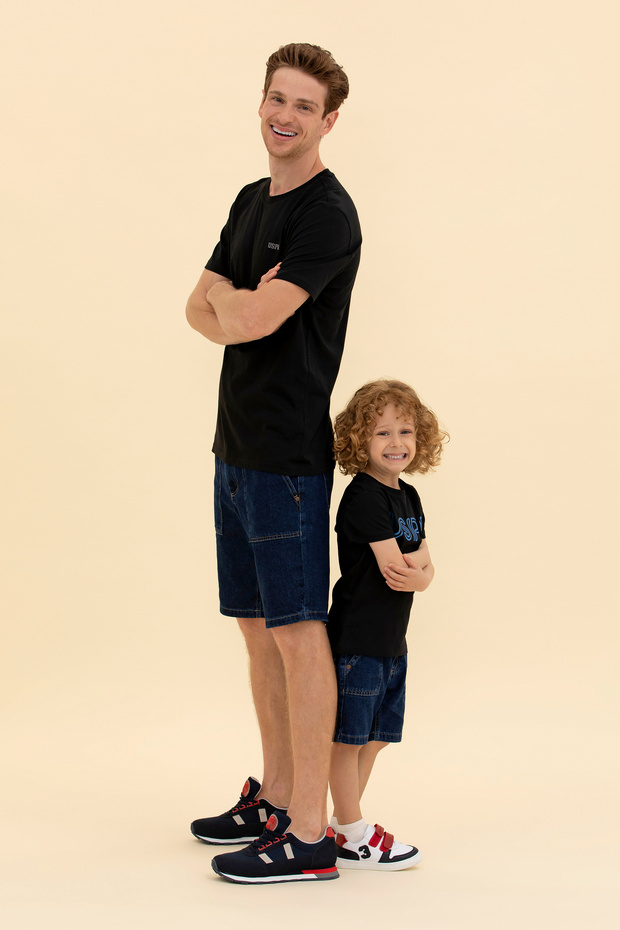 Men's Black Basic Crew Neck T-Shirt 50264918 -Vr046