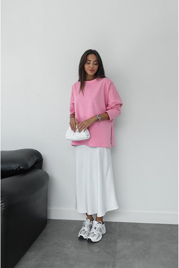 White Crepe Satin Skirt