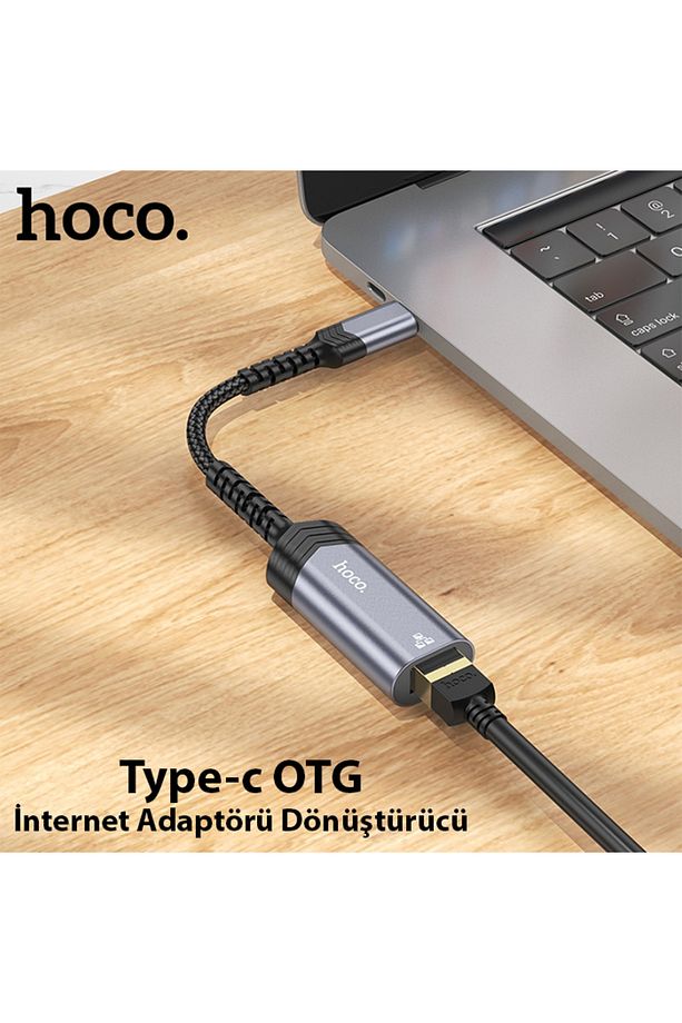 UA26 Type-c OTG RJ45 İnternet Adaptörü Dönüştürücü 100 Mbps (Gri) - 2