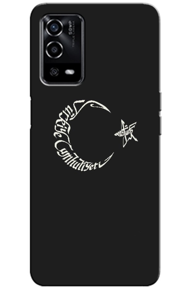 Oppo A55 Compatible Case Moon Star and Atatürk Silicone Case (Printed)