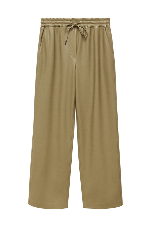 Leather-effect elastic waist trousers - 4