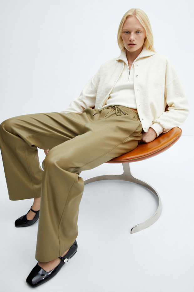 Leather-effect elastic waist trousers - 6