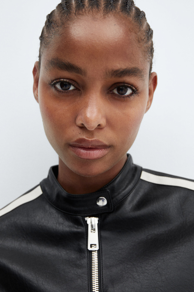 Faux-leather biker jacket - 5