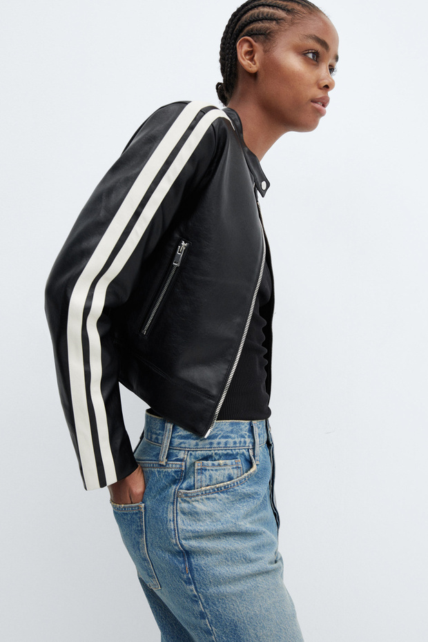 Faux-leather biker jacket - 6