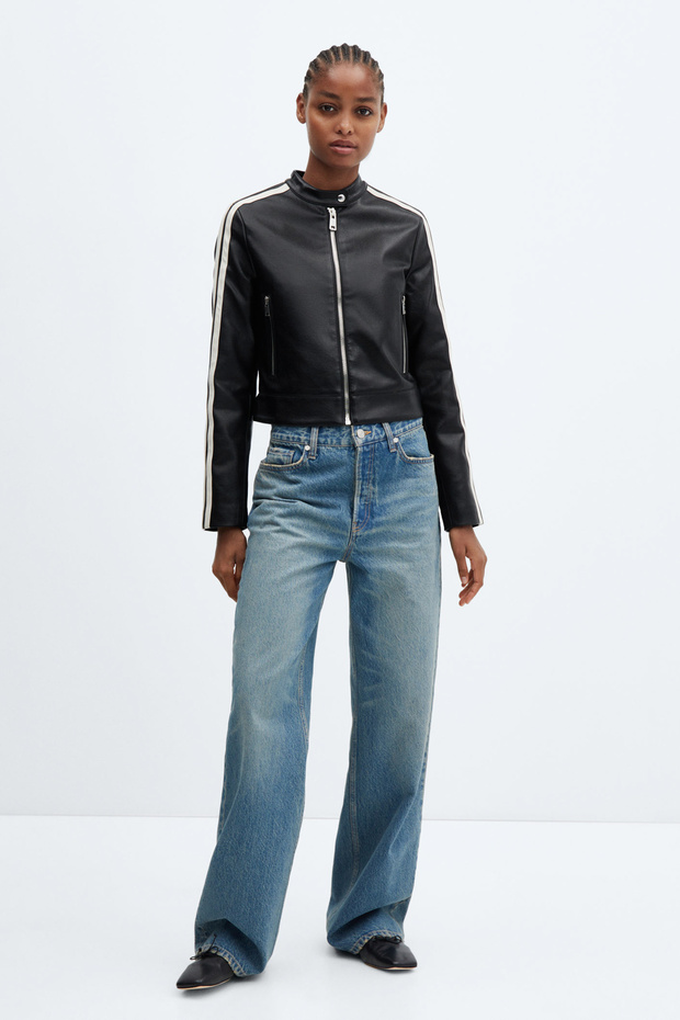 Faux-leather biker jacket - 1