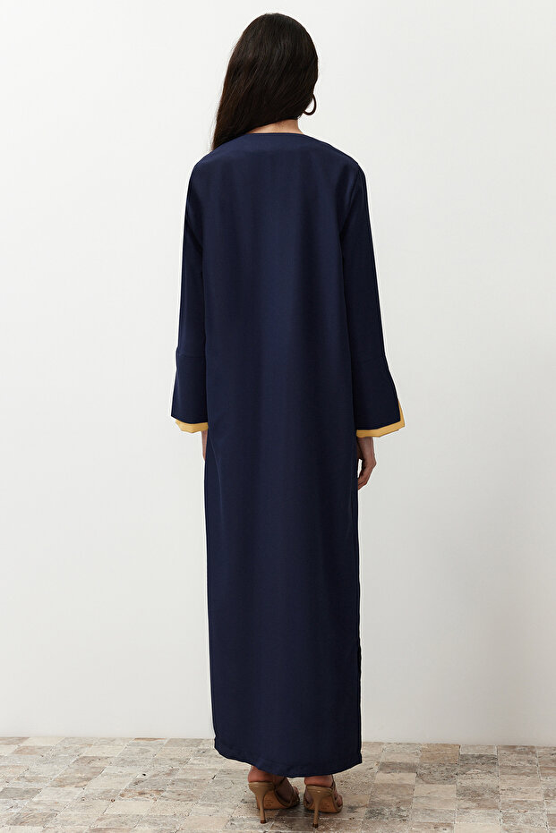 Lacivert Renk Bloklu Uzun Aerobin Dokuma Kap & Ferace & Abaya TCTSS24KF00011 - 6