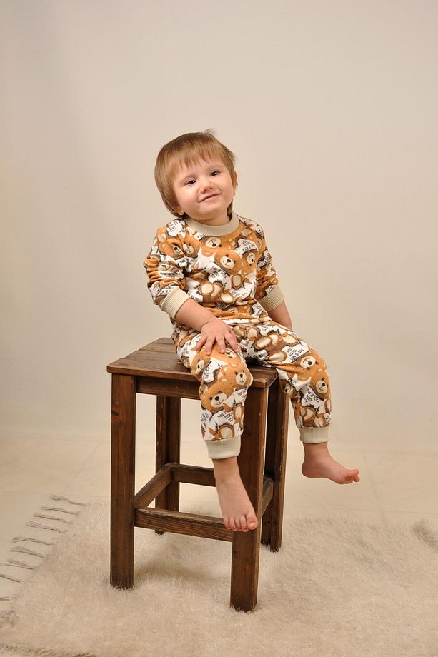5 Ekle 4 Öde Bebek Teddy Ayıcık Pamuk Pijama Takim Gecelik Sabahlık Hediyelik Eşofman Üst Alt 14937 - 1