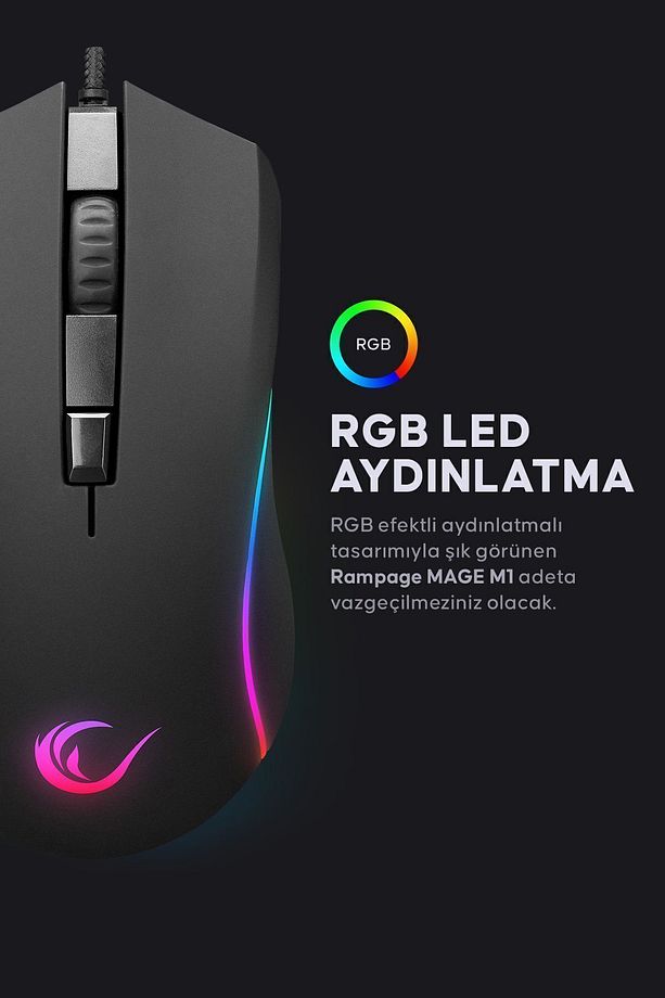 Mage M1 Rgb Siyah 3600 Dpi Oyuncu Mouse - 2