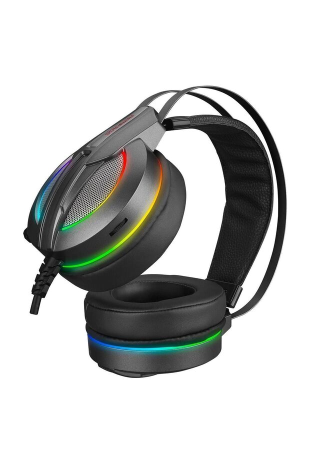 Rm-k6 Stark Usb 7.1 Double Rgb Efekt Metalik Gri Surround Gaming Oyuncu Mikrofonlu Kulaklık - 4