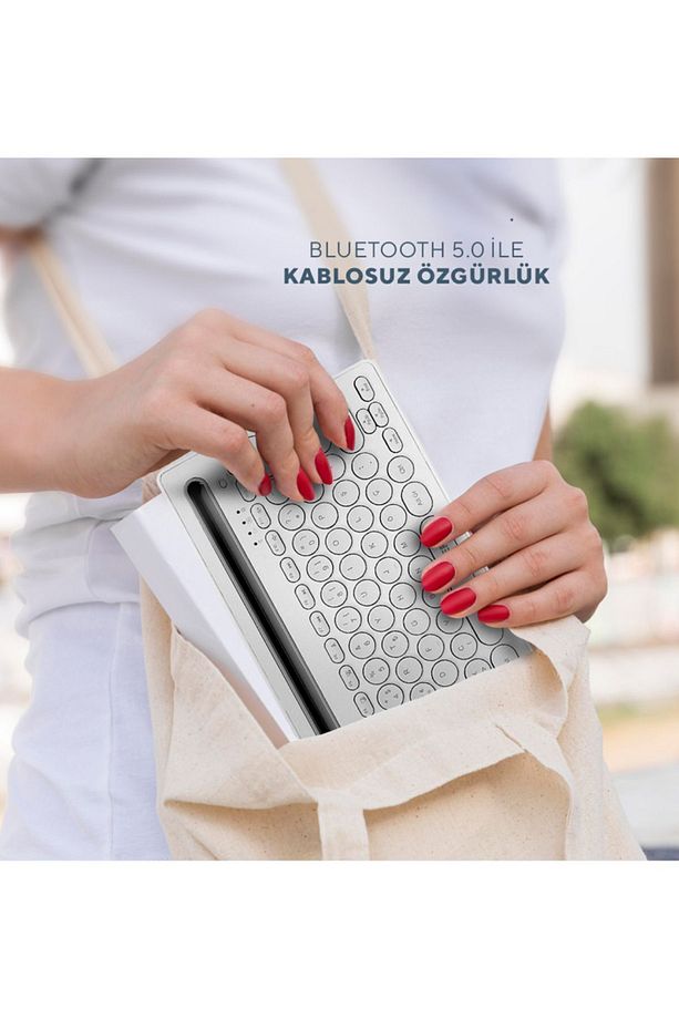 Bluetooth Ultra İnce+Şarjlı Q Mac/Win/Android/Ios Uyumlu Kablosuz klavye - 4