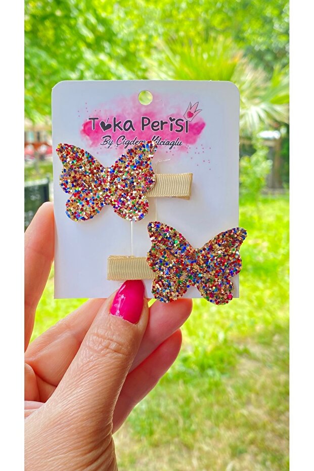 Powder Mix Glitter Baby Butterfly Buckle 2-Pack