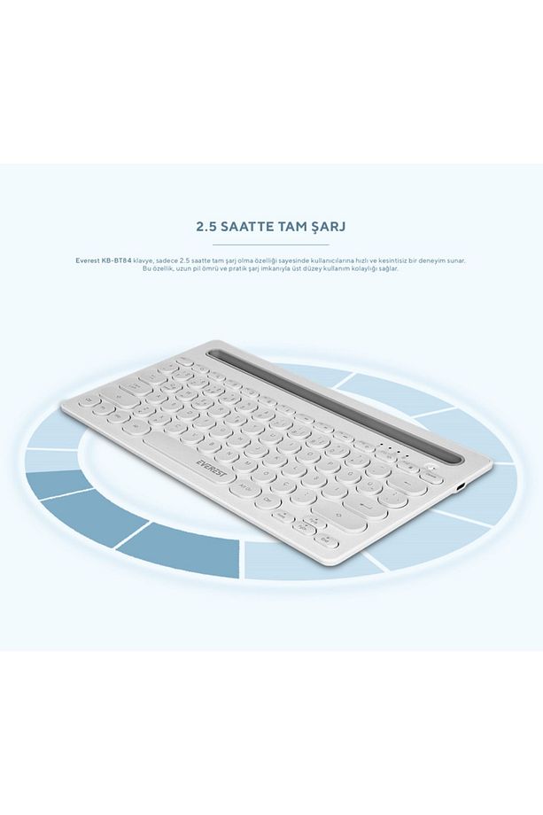 Bluetooth Ultra İnce+Şarjlı Q Mac/Win/Android/Ios Uyumlu Kablosuz klavye - 7