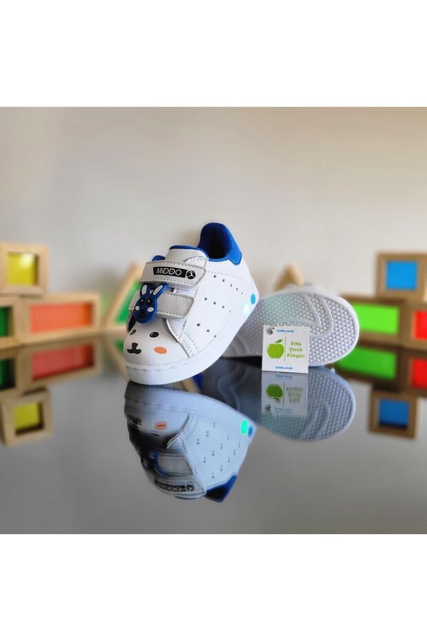 Ortopedik Işıklı Tavşan Figürlü Hafif Rahat Yumuşak Esnek İlkadım Unisex Çocuk Sneaker Spor Ayakkabı - 3