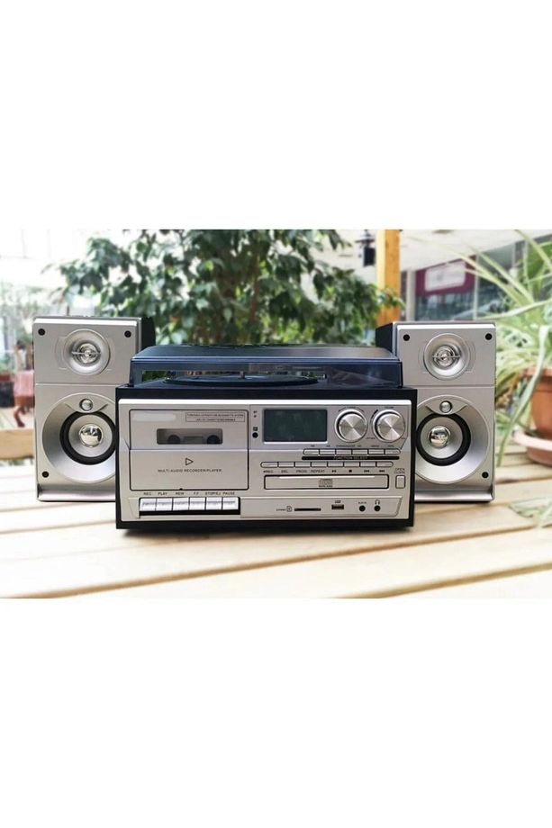 Nostalji Plak Çalar Kaset Çalar CD Çalar USB Radyo Bluetooth Bağlantılı Aux Girişli Plak Çalar Retro - 4