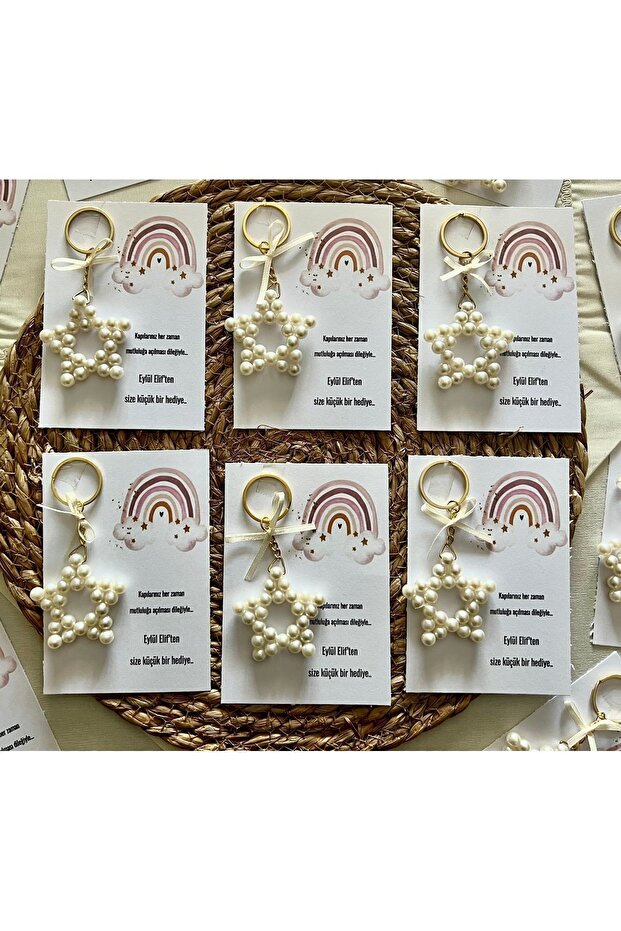 15 Pieces Pearl Star Rainbow Keychain Baby Gift