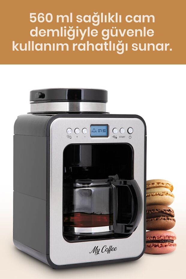 Wake Up Dijital Zaman Ayarlı 2 in 1 Öğütücülü Filtre Kahve Makinesi - 5