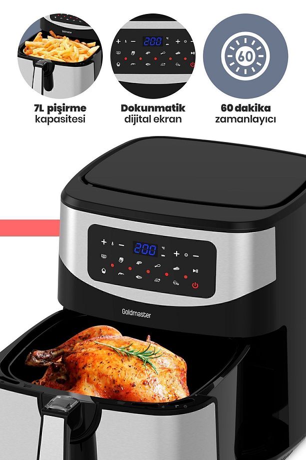 Grandchef 9.2 Litre Dokunmatik Airfryer Yağsız Sıcak Hava Fritözü - 2