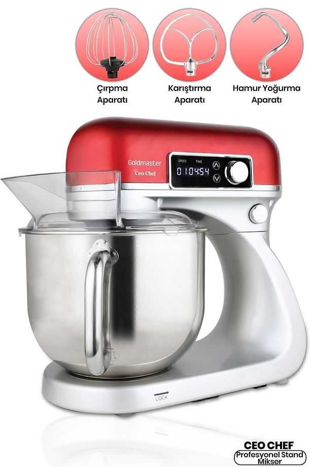 Ceo Chef Dokunmatik Ekran 6 Litre 12 Kademe Darbeli Hız Ayarlı Döküm Stand Mikser Mutfak Şefi - 5