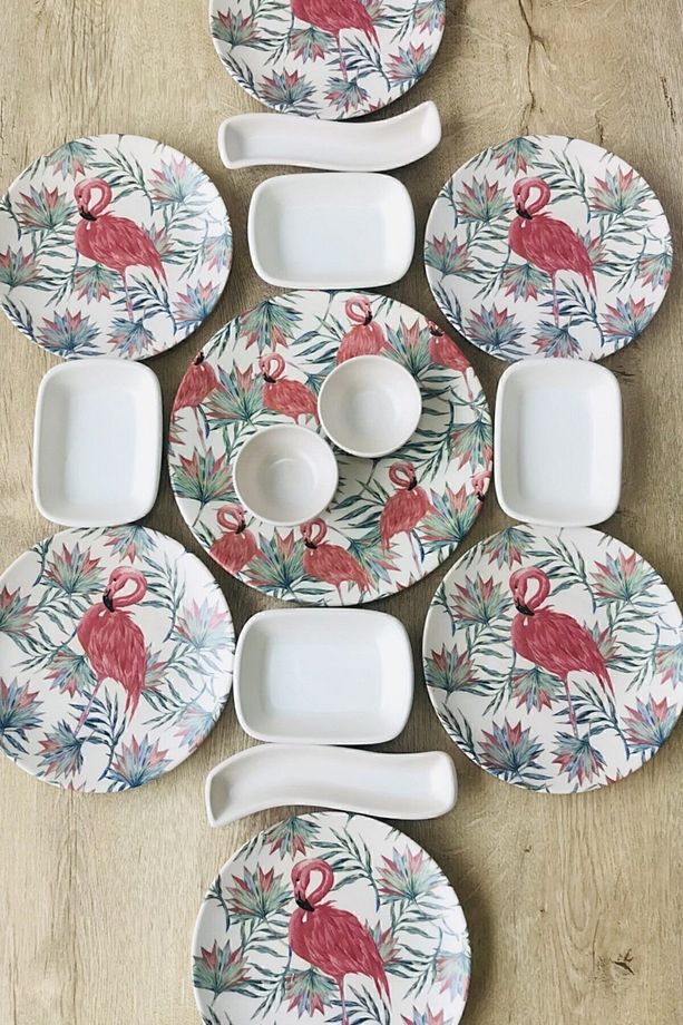 Keramika 6 Kişilik 15 Parça Flamingo Kahvaltı Takımı - 4