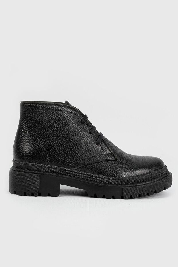 Women's Black Genuine Leather Lace-up Boots & Booties