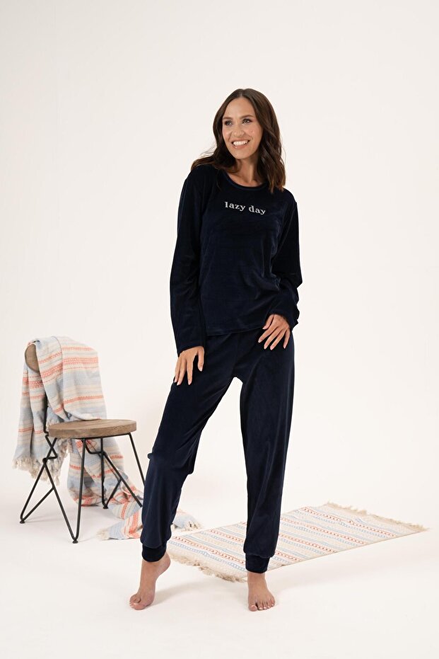 Kadın Kışlık Lazy Day Kadife Pijama Takımı - 4